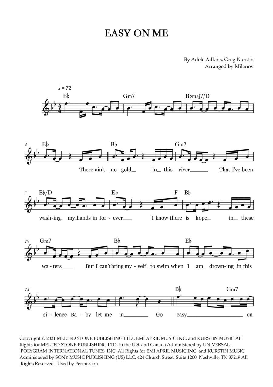 Easy On Me Piano scores gallery preview page 1