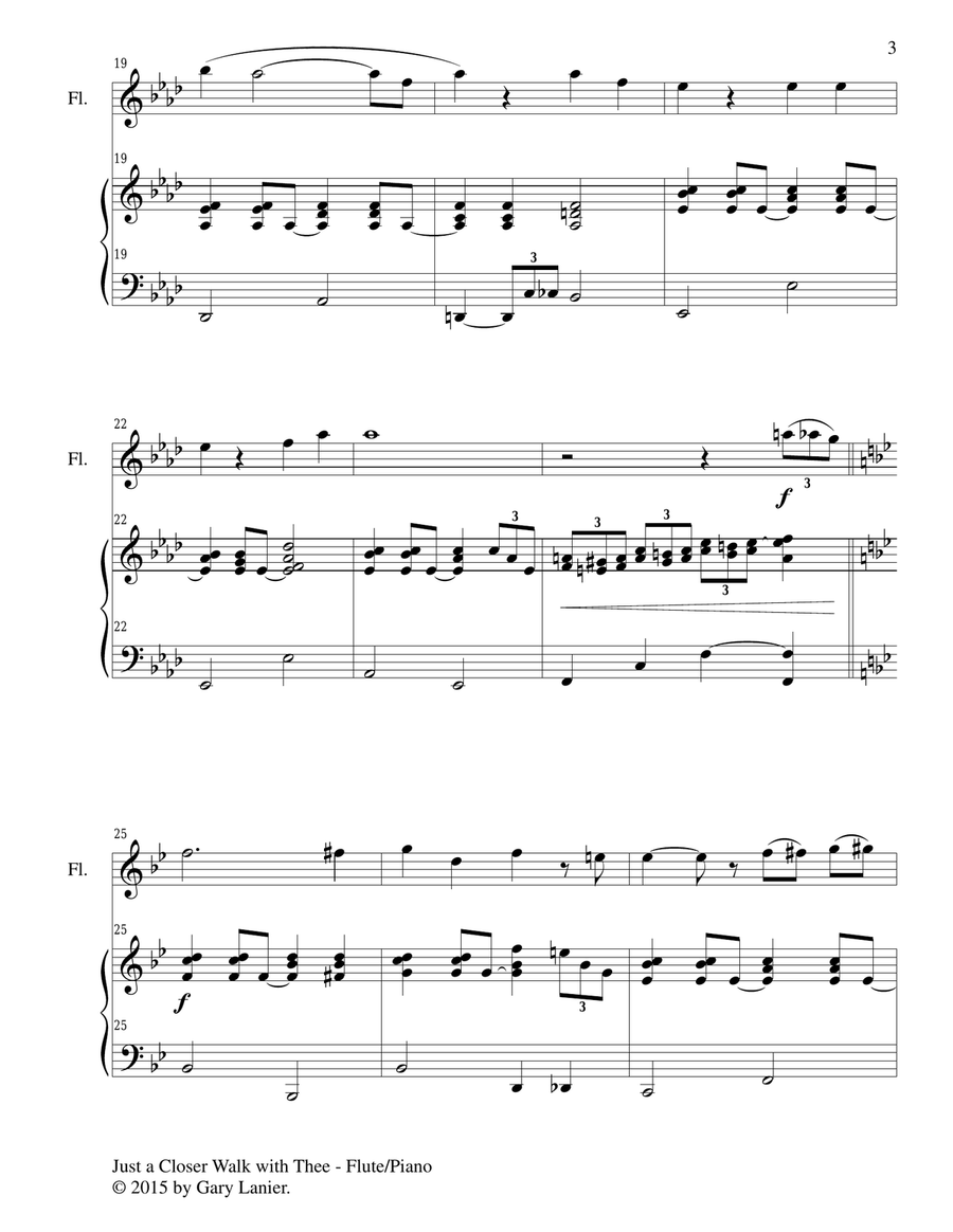 JUST A CLOSER WALK WITH THEE (Duet – Flute and Piano/Score and Parts) Woodwind Duet scores gallery preview page 4