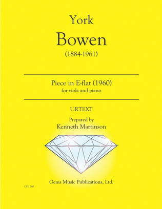 Book cover for Piece in E-flat for viola and piano (1960)