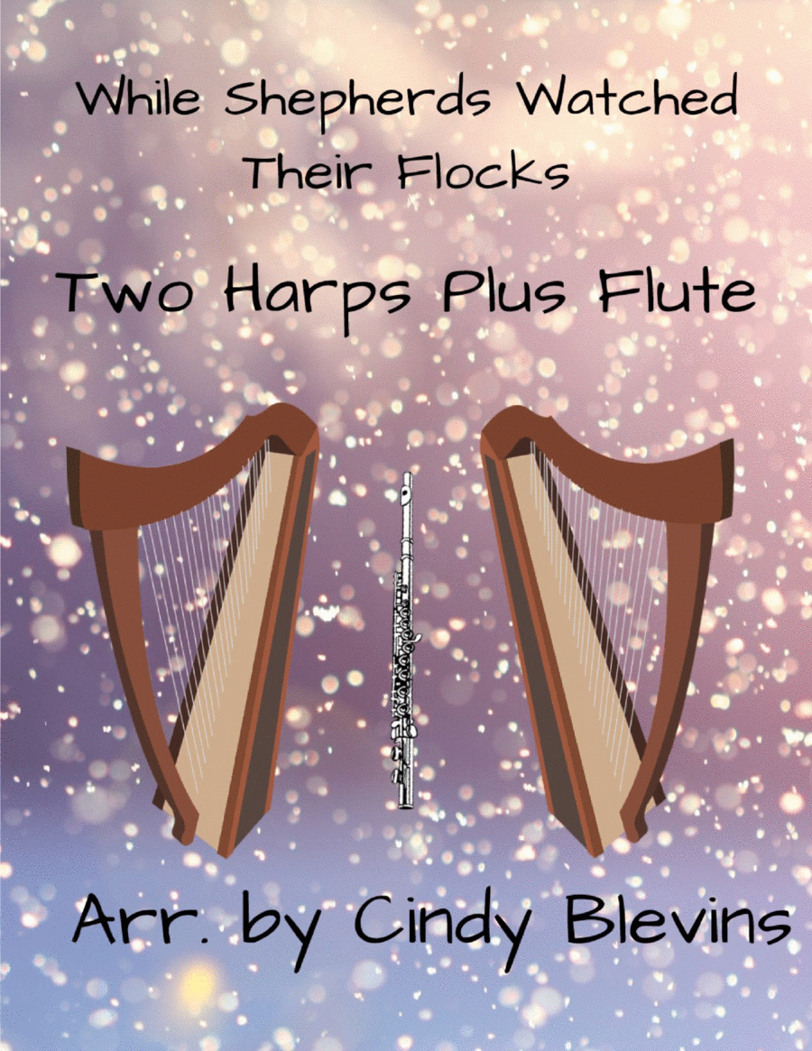 While Shepherds Watched Their Flocks, for Two Harps Plus Flute Flute scores gallery preview page 1