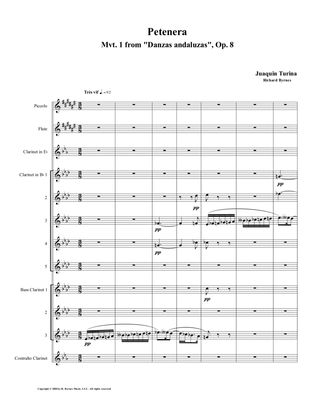 Petenera (Mvt. 1 from Danzas andaluzas, Op. 8) by Juaquín Turina (Clarinet Choir + Fl, Picc.)