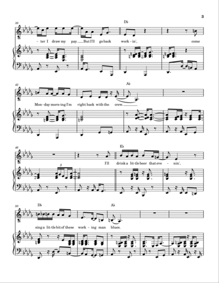 Workin' Man Blues Piano, Vocal, Guitar scores gallery preview page 4