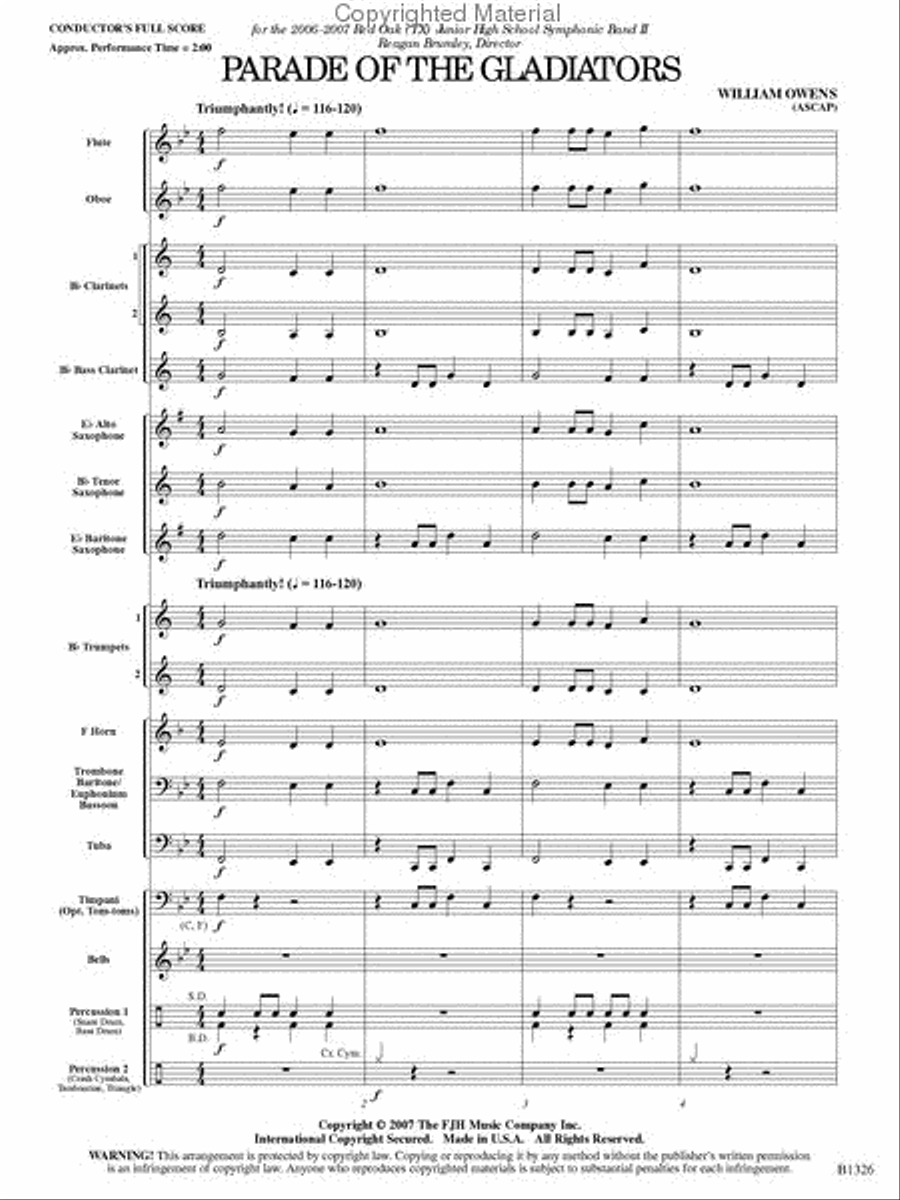 Parade of the Gladiators Concert Band scores gallery preview page 2