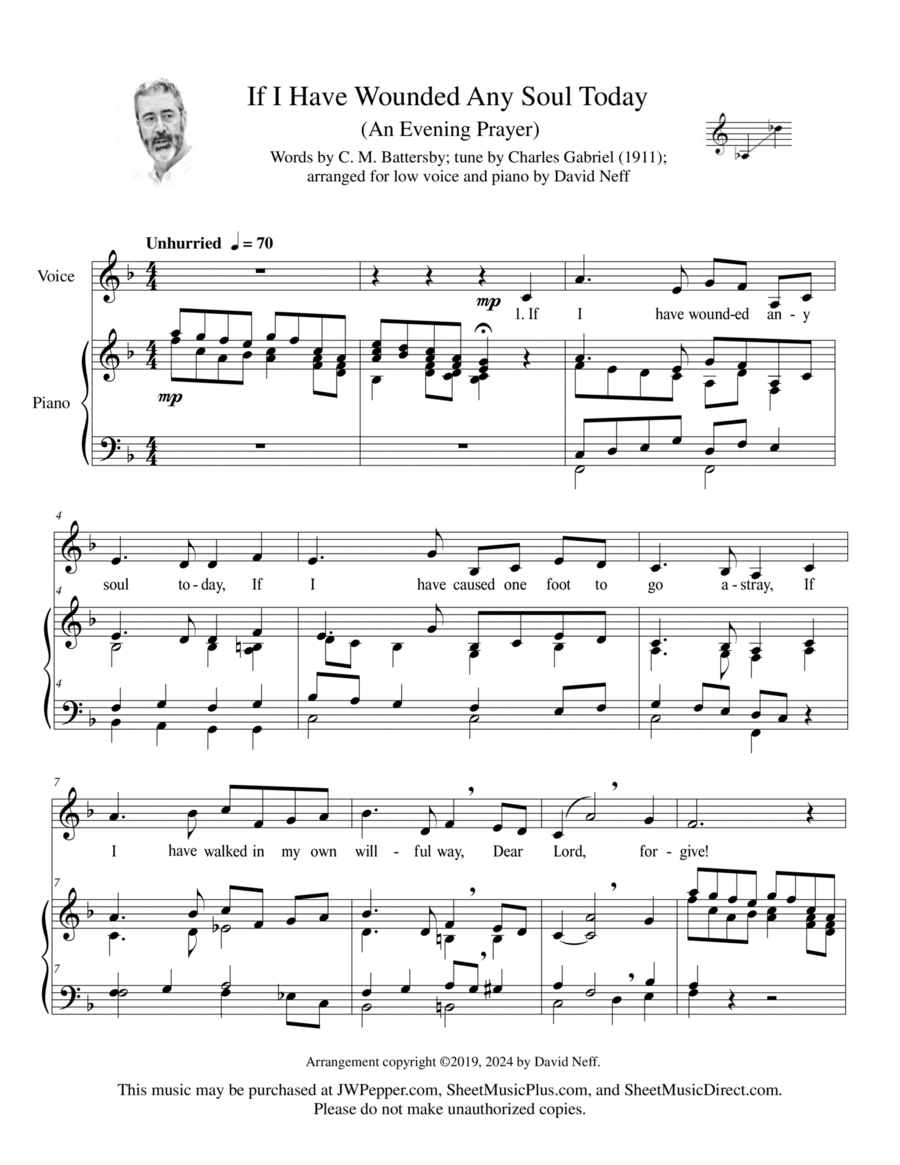 If I Have Wounded Any Soul Today, An Evening Prayer (low voice edition) Low Voice scores gallery preview page 1