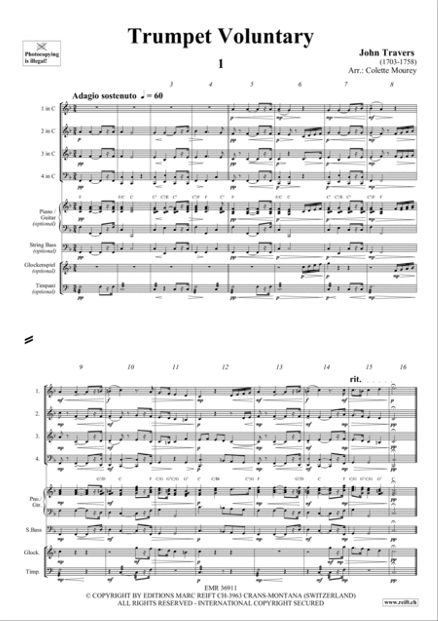 Trumpet Voluntary Woodwind Quartet scores gallery preview page 2