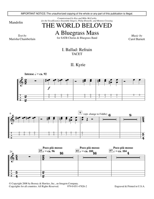 Book cover for The World Beloved: A Bluegrass Mass - Mandolin/Banjo