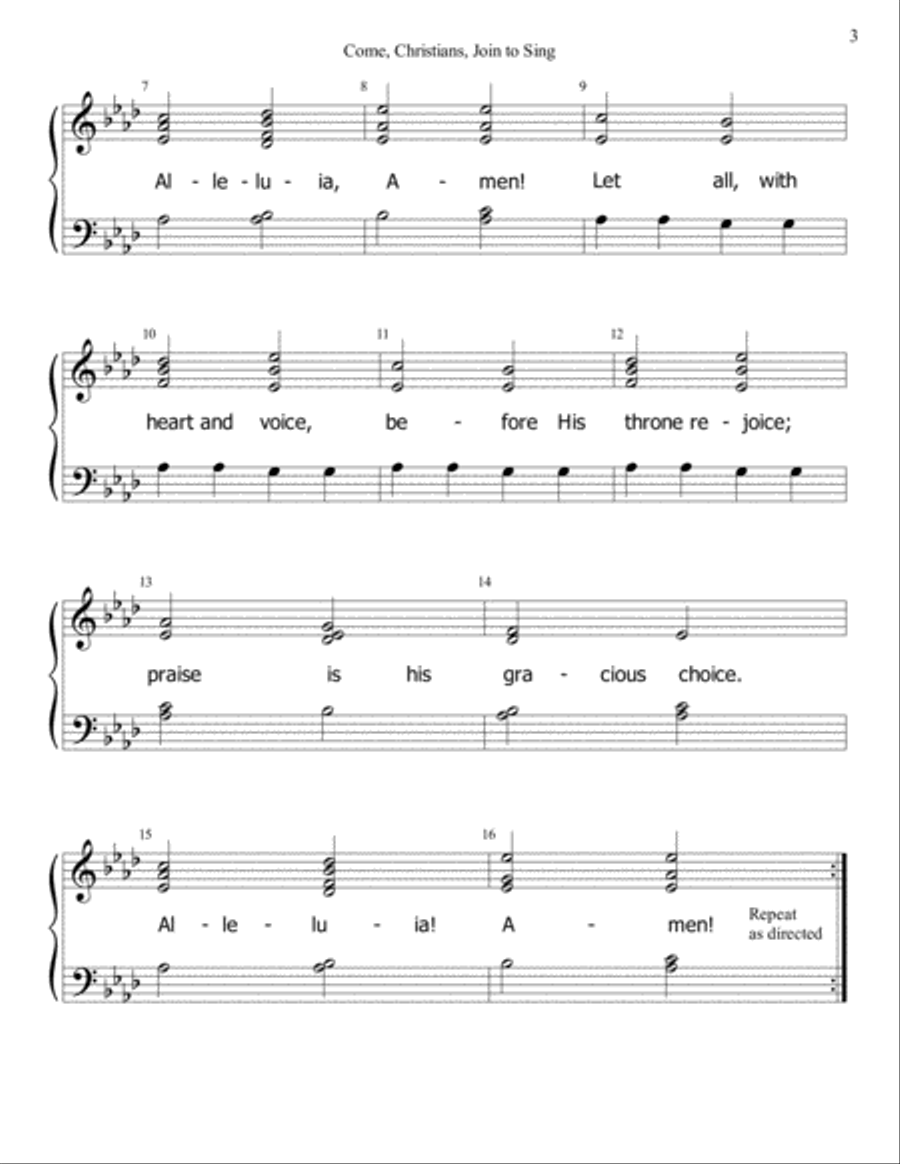 WORSHIP BELLS - three hymns for beginning handbells Handbell Choir scores gallery preview page 3