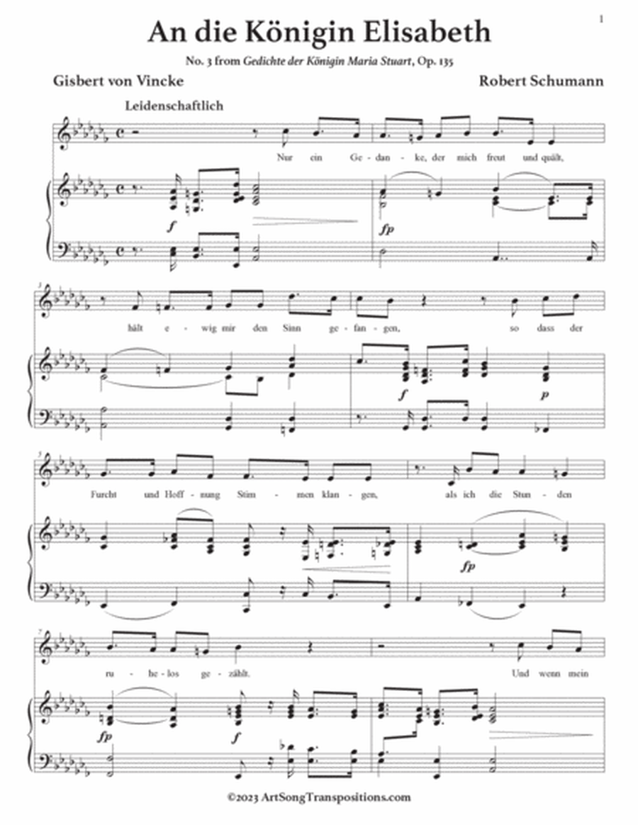 SCHUMANN: An die Königin Elisabeth, Op. 135 no. 3 (transposed to A-flat minor)