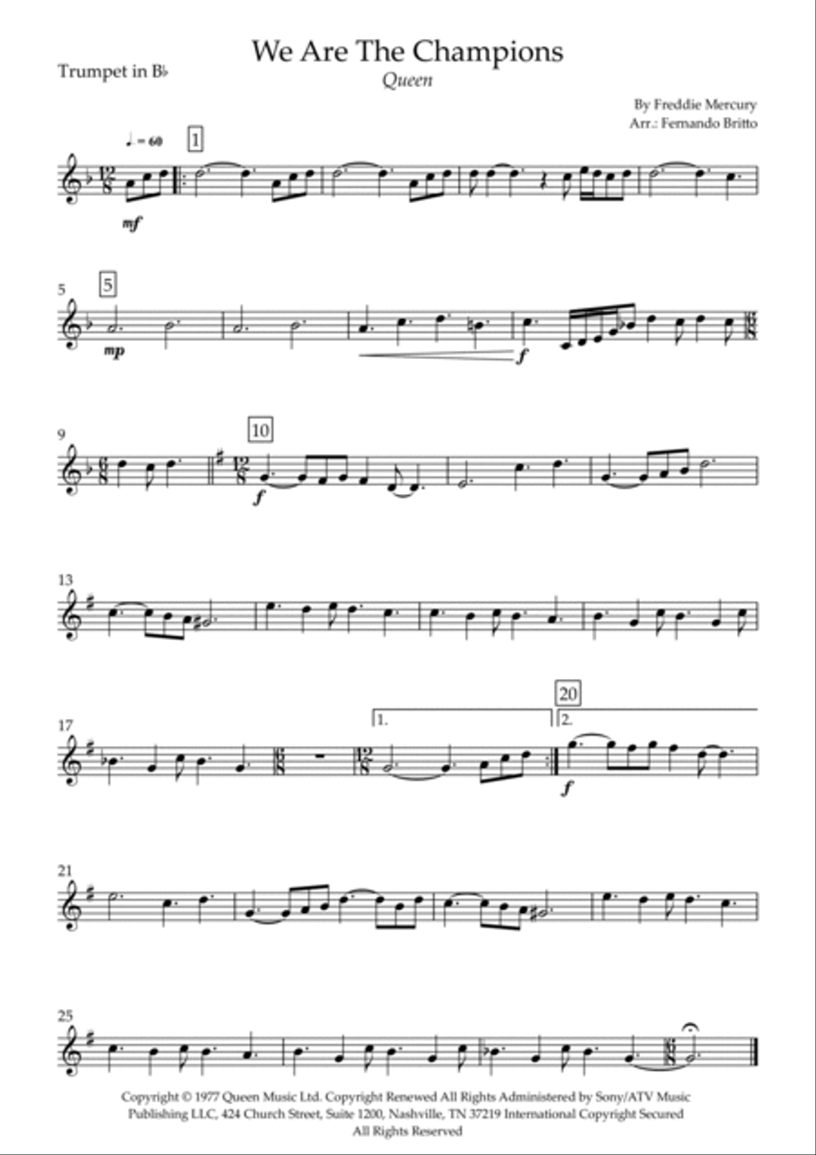 We Are The Champions We Are The Champions Trumpet Duet scores gallery preview page 3