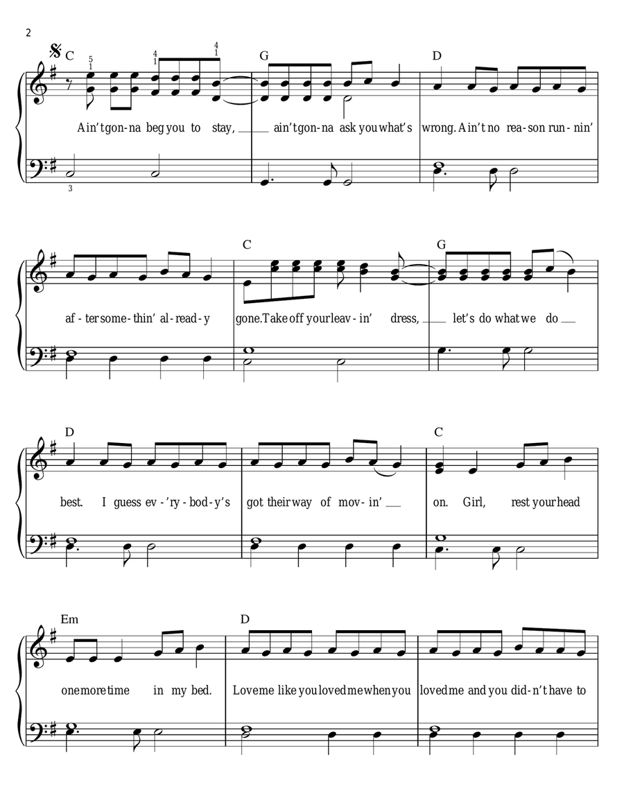 Kiss Tomorrow Goodbye Easy Piano scores gallery preview page 2