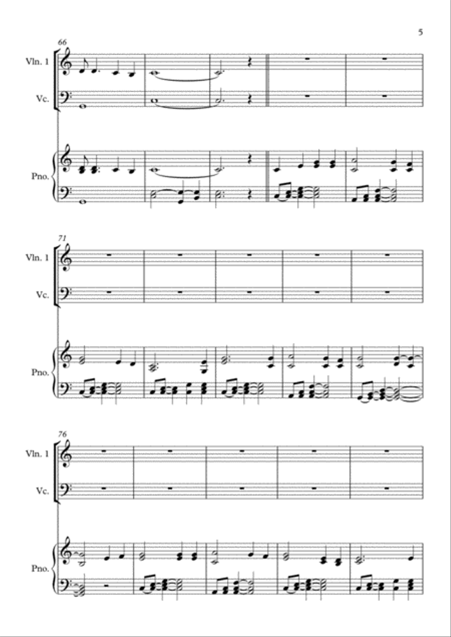 Blowin' In The Wind Piano Trio scores gallery preview page 5