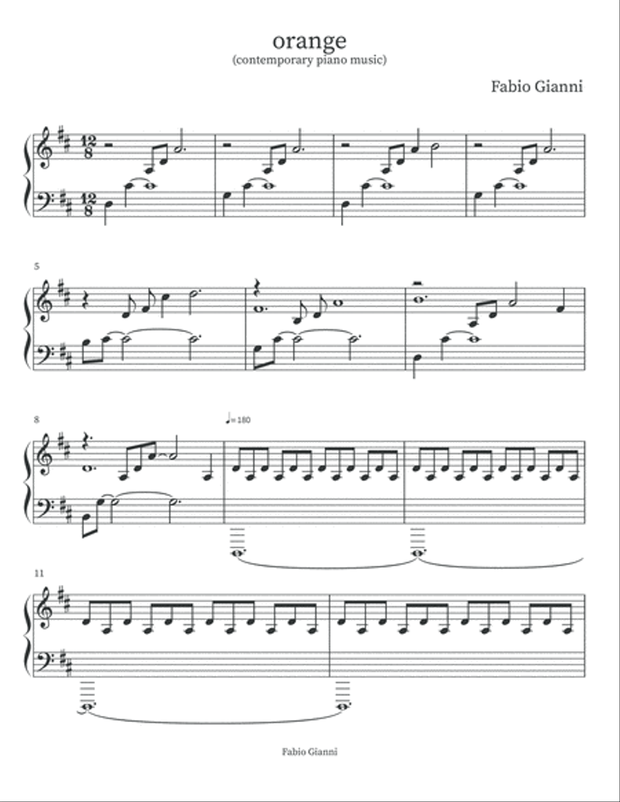 Orange (contemporary classical piano music) Piano Solo scores gallery preview page 2