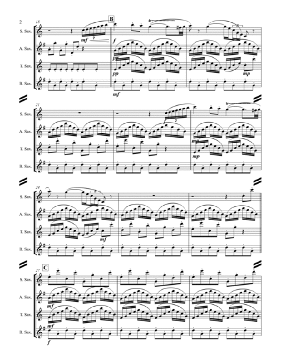 The Nutcracker Suite - 6. Chinese Dance (for Saxophone Quartet SATB) Saxophone Quartet scores gallery preview page 3