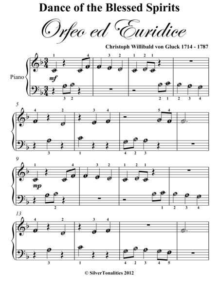 Dance of the Blessed Spirits Beginner Piano Sheet Music