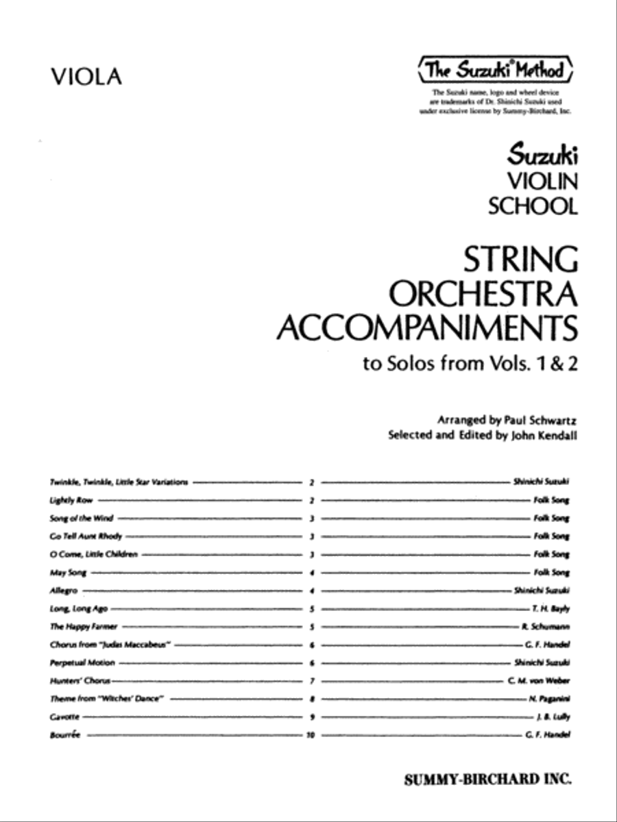 String Orchestra Accompaniments to Solos from Volumes 1 & 2