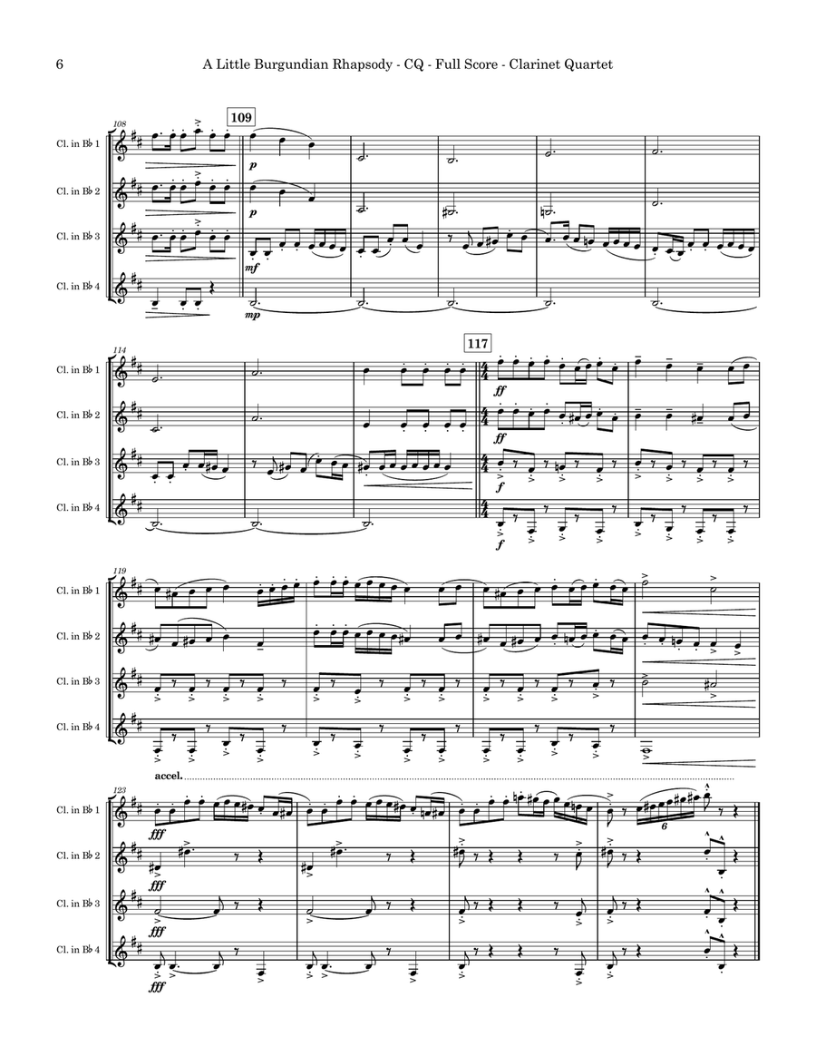 A Little Burgundian Rhapsody Clarinet Quartet scores gallery preview page 6