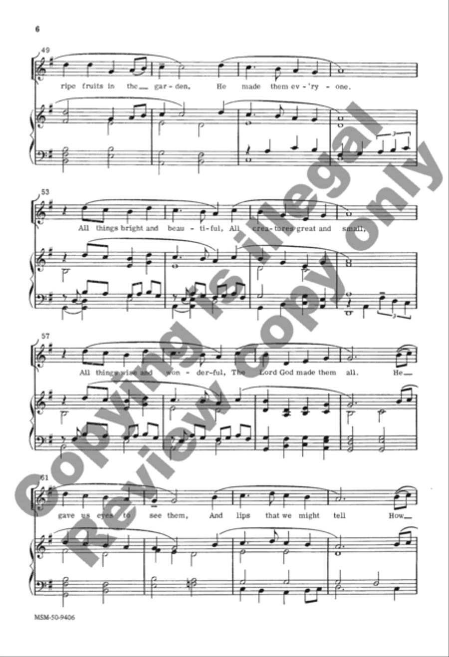 All Things Bright and Beautiful Unison Choir scores gallery preview page 10