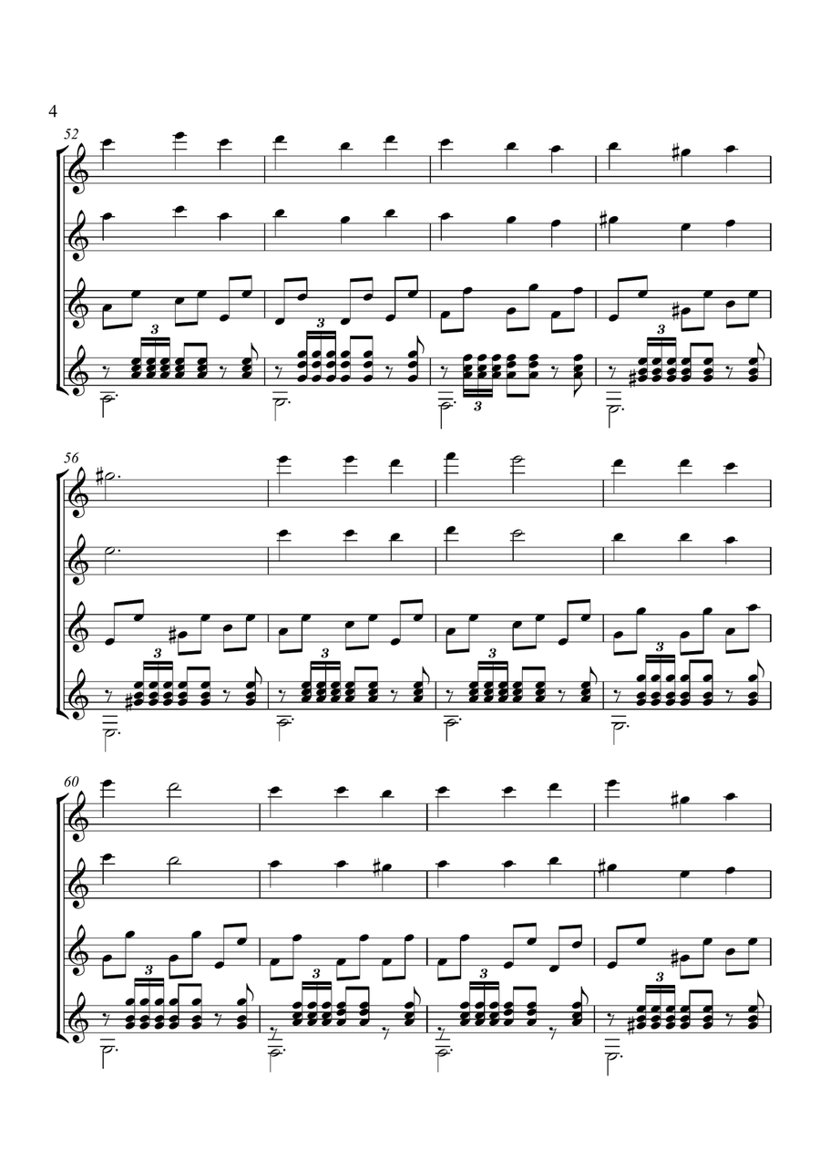 Malaguena Score & Parts ( Guitar Quartet ) Guitar Ensemble scores gallery preview page 4