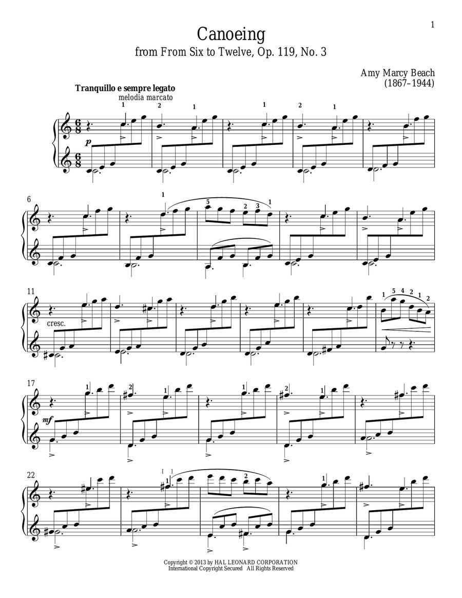 Canoeing Piano Solo scores gallery preview page 1