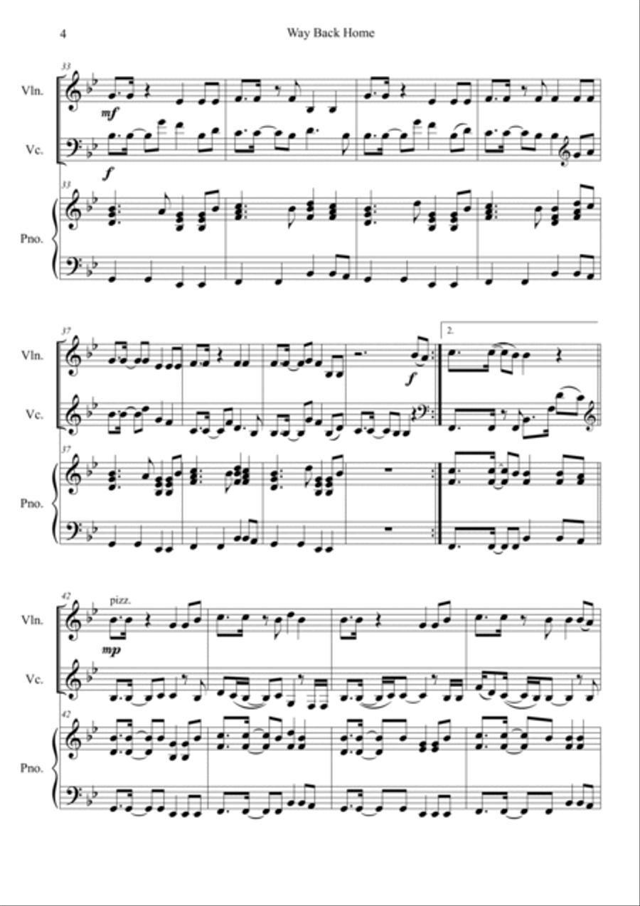 Way Back Home Piano Trio scores gallery preview page 4