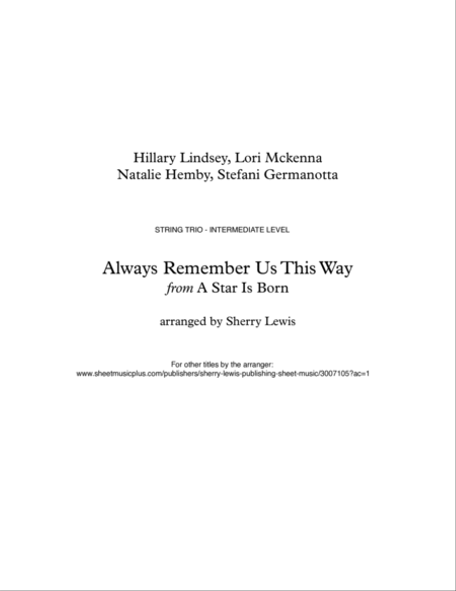 Always Remember Us This Way String Trio scores gallery preview page 2