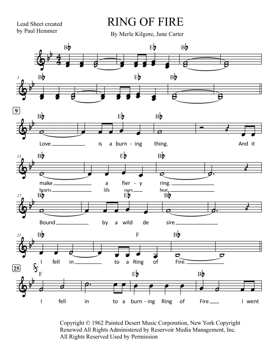 Ring Of Fire Ring Of Fire Piano scores gallery preview page 1