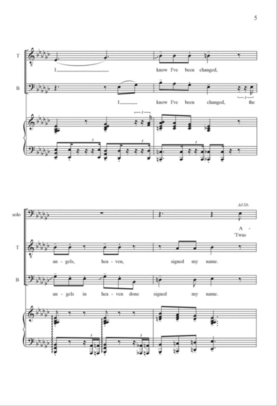 I Know I've Been Changed TTBB scores gallery preview page 5