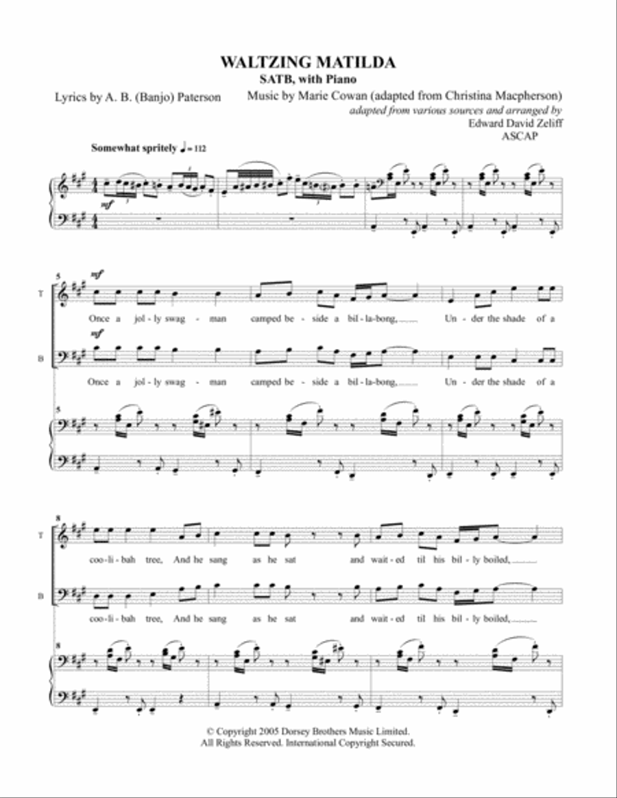 Waltzing Matilda Waltzing Matilda 4-Part scores gallery preview page 3
