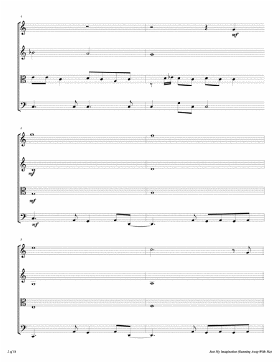 Just My Imagination (running Away With Me) String Quartet scores gallery preview page 3