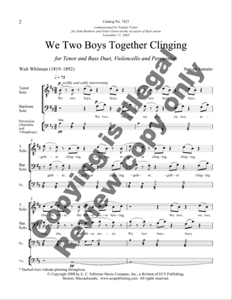 We Two Boys Together Clinging Tenor Voice scores gallery preview page 3