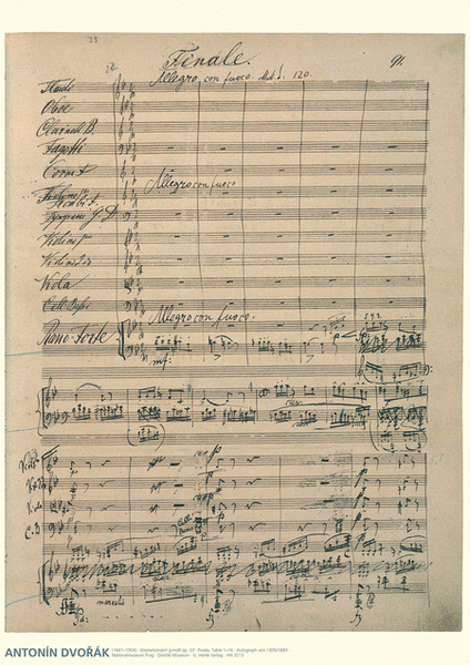 Antonin Dvorak Music Manuscript Poster