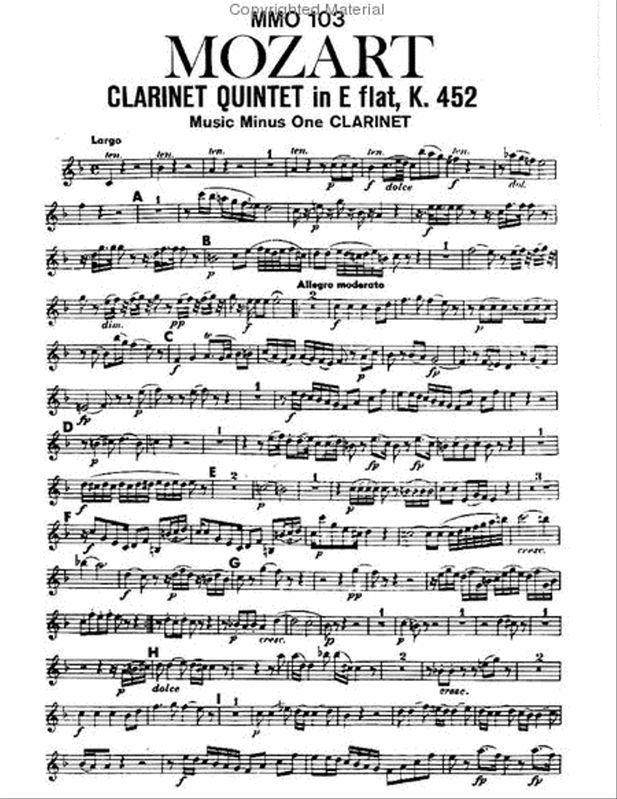 Mozart - Piano Quintet in Eb Major, K.452 Clarinet scores gallery preview page 2