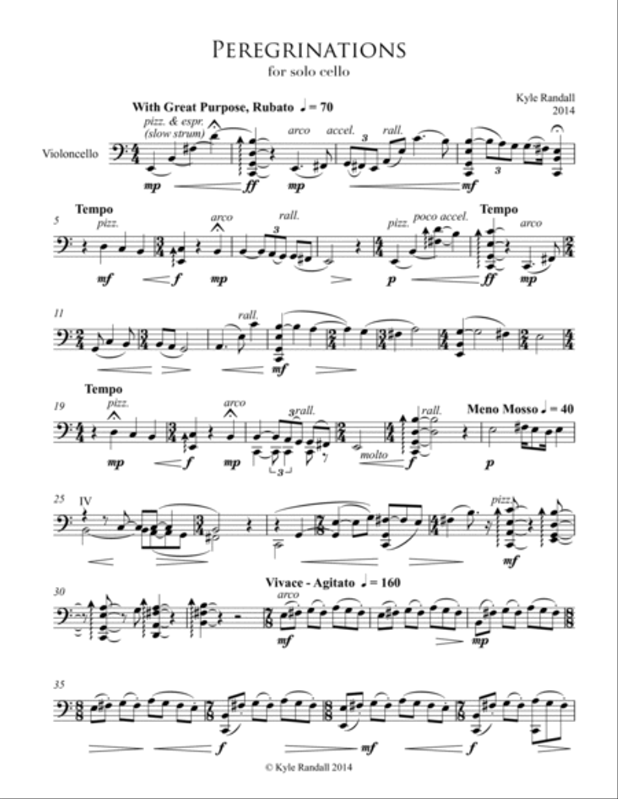 Peregrinations for solo cello Cello Solo scores gallery preview page 3