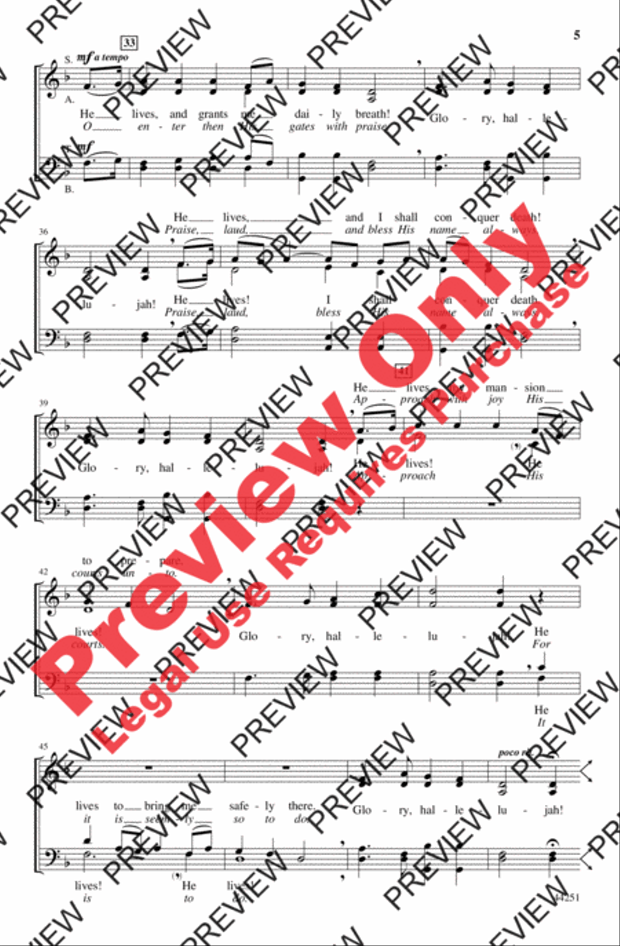 I Know That My Redeemer Lives 4-Part scores gallery preview page 5