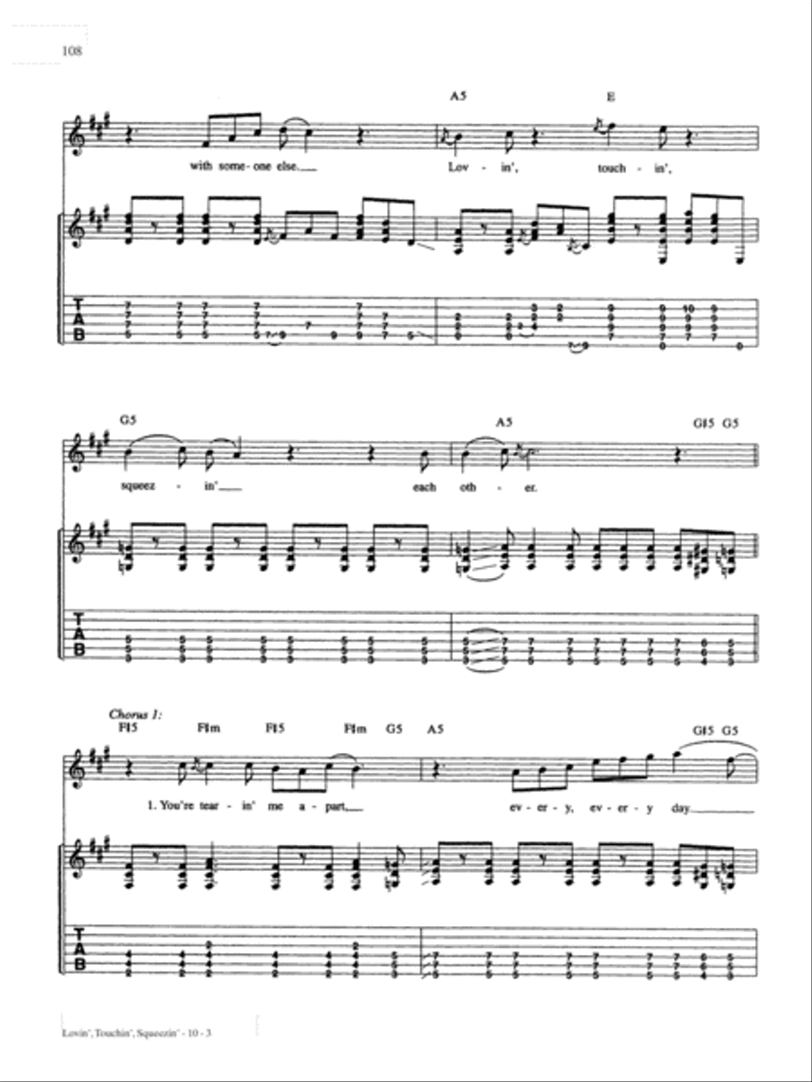 Lovin', Touchin', Squeezin' Guitar Tablature scores gallery preview page 3