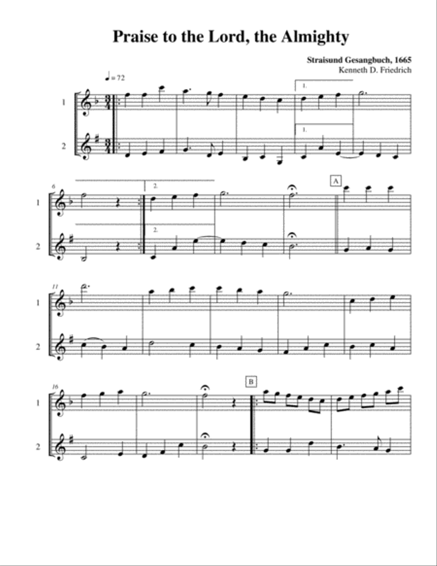 Ten Selected Hymns for the Performing Duet, Vol. 8 - flute and trumpet Flute scores gallery preview page 5