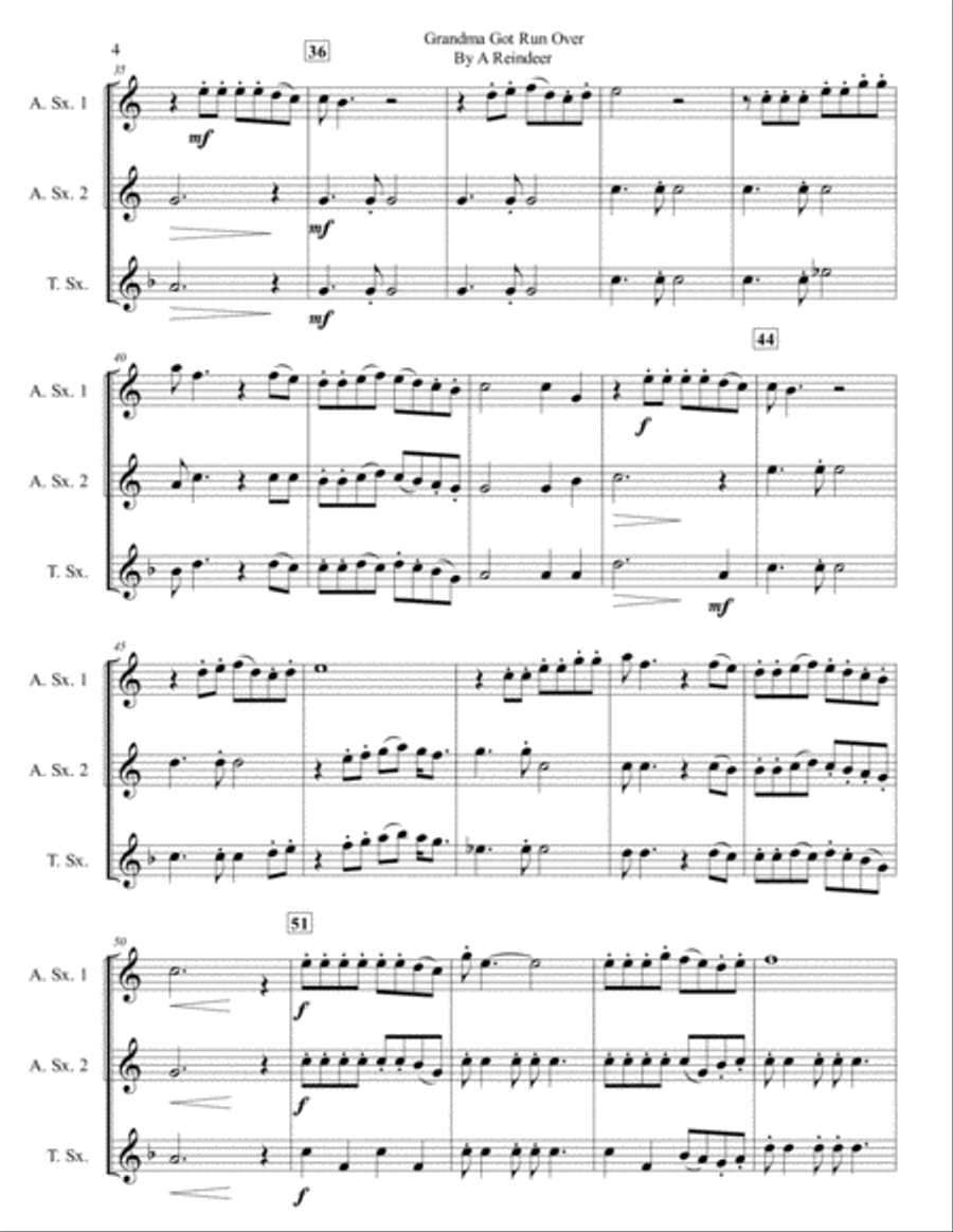 Grandma Got Run Over By A Reindeer Woodwind Trio scores gallery preview page 4