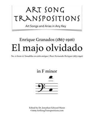 GRANADOS: El majo olvidado (transposed to F minor, bass clef)