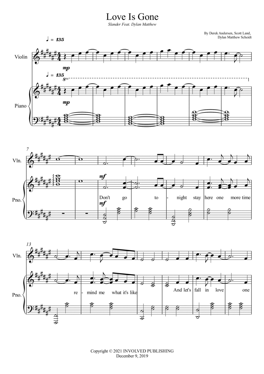 Love Is Gone Violin Solo scores gallery preview page 1