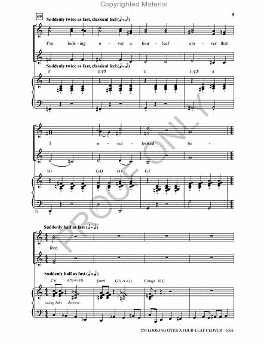 I'm Looking Over a Four Leaf Clover SSA scores gallery preview page 8