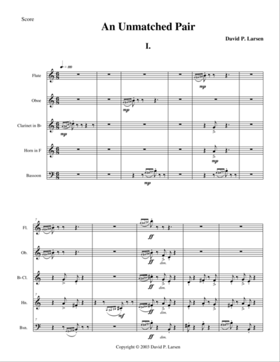 An Unmatched Pair An Unmatched Pair Woodwind Quintet scores gallery preview page 7