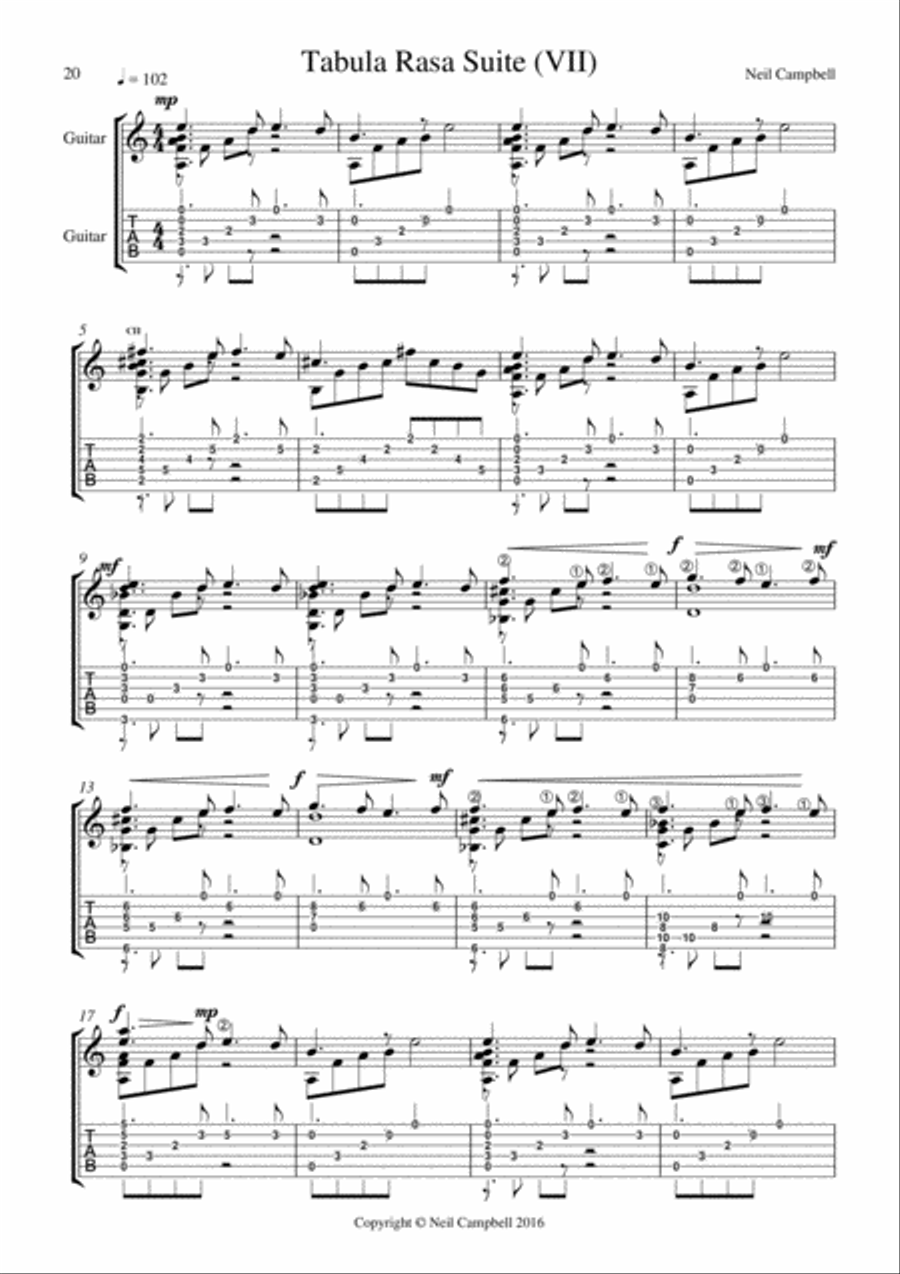 Tabula Rasa VII Classical Guitar scores gallery preview page 1