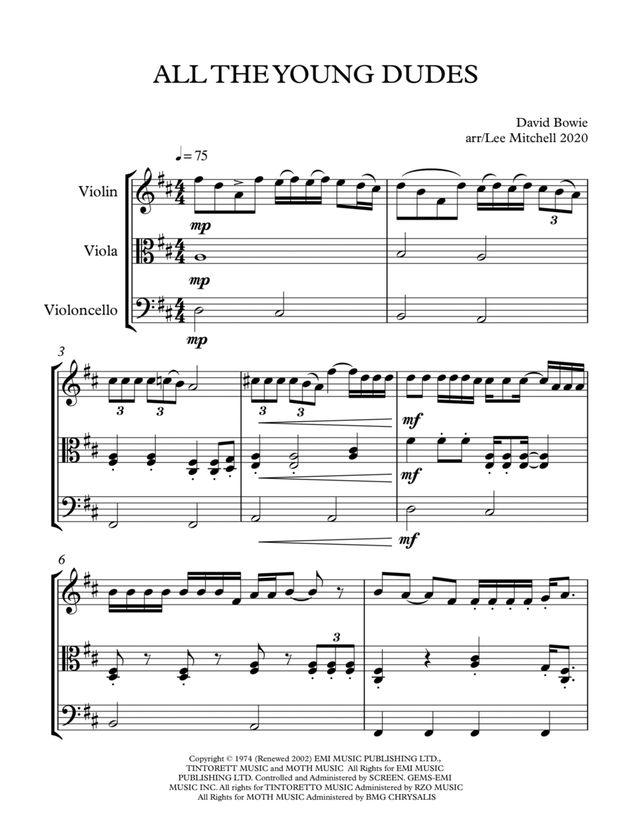 All The Young Dudes String Quartet scores gallery preview page 1