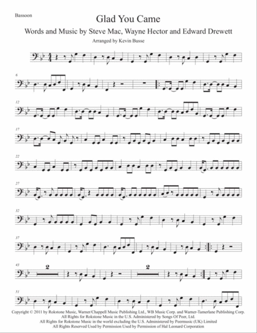 Glad You Came Bassoon Solo scores gallery preview page 1