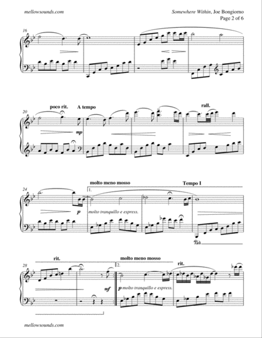 Somewhere Within - by Joe Bongiorno Piano Solo scores gallery preview page 2