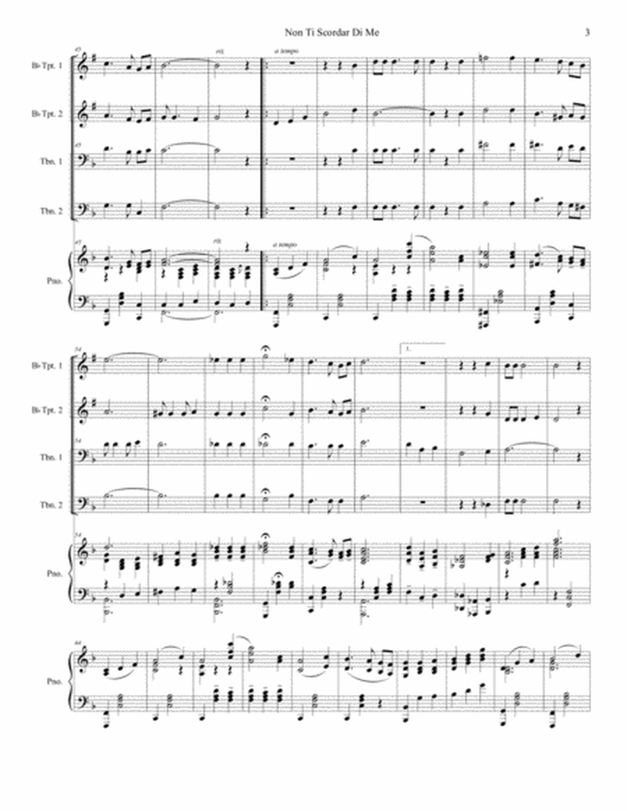 Non Ti Scordar Di Me (for Brass Quartet and Piano - Alternate Version) image number null