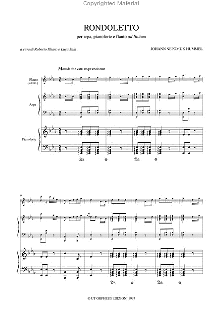 Rondoletto No. 1 for Harp, Piano and Flute ad libitum Flute scores gallery preview page 2