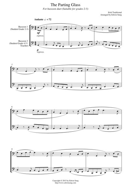 The Parting Glass (for bassoon duet, suitable for grades 2-5) image number null