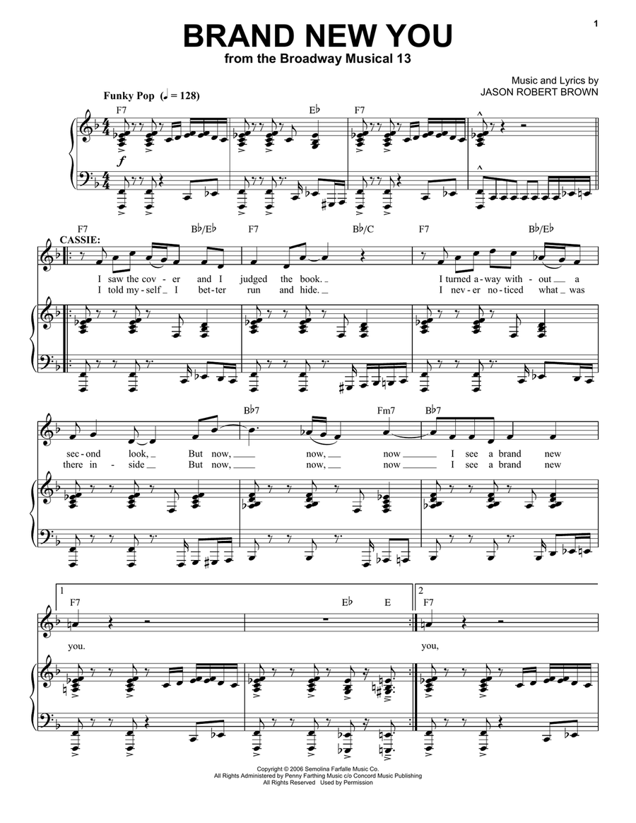 Brand New You (from 13: The Musical) Piano, Vocal scores gallery preview page 1
