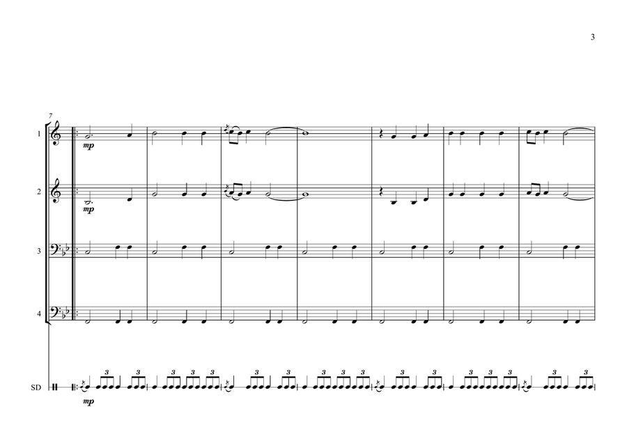 The Little Drummer Boy Brass Quartet scores gallery preview page 3